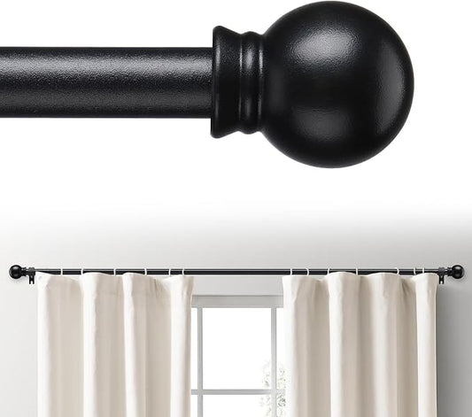 Black Curtain Rod Set 48–84 Inch – 5/8-Inch Heavy Duty Adjustable Decorative Drapery Rod with Brackets, Matte Black - Home decor with | Sold by Uncle Wiener's Wholesale