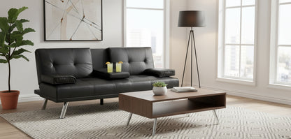 Black Futon Sofa & Bed – Deluxe Convertible Couch GS1913B - with | Sold by Uncle Wiener's Wholesale