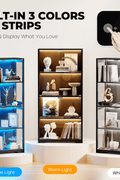 Black Glass Display Cabinet with LED Lights & Motion Sensor – 4 - Tier Curio Cabinet for Collectibles and Storage BC037 - with | Sold by Uncle Wiener's Wholesale