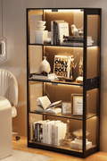Black Glass Display Cabinet with LED Lights & Motion Sensor – 4 - Tier Curio Cabinet for Collectibles and Storage BC037 - with | Sold by Uncle Wiener's Wholesale