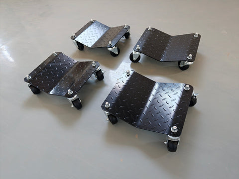 Black Heavy - Duty 6,000 lb Capacity Tire Wheel Vehicle Dolly – Set of 4 with Ball - Bearing Casters TD1500P4 - with | Sold by Uncle Wiener's Wholesale