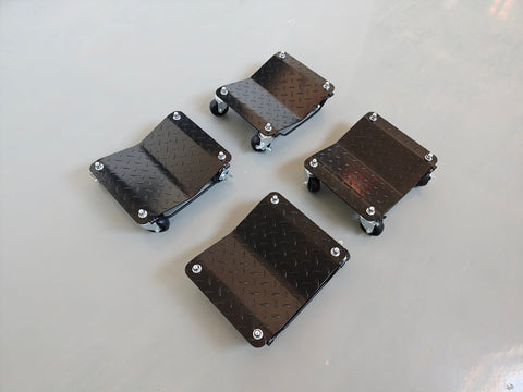 Black Heavy - Duty 6,000 lb Capacity Tire Wheel Vehicle Dolly – Set of 4 with Ball - Bearing Casters TD1500P4 - with | Sold by Uncle Wiener's Wholesale