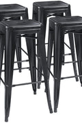 Black Metal Bar Stools – High Backless Stackable Set of 4 (3003L) - with | Sold by Uncle Wiener's Wholesale