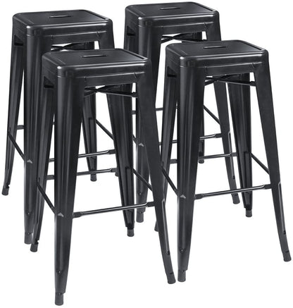 Black Metal Bar Stools – High Backless Stackable Set of 4 (3003L) - with | Sold by Uncle Wiener's Wholesale