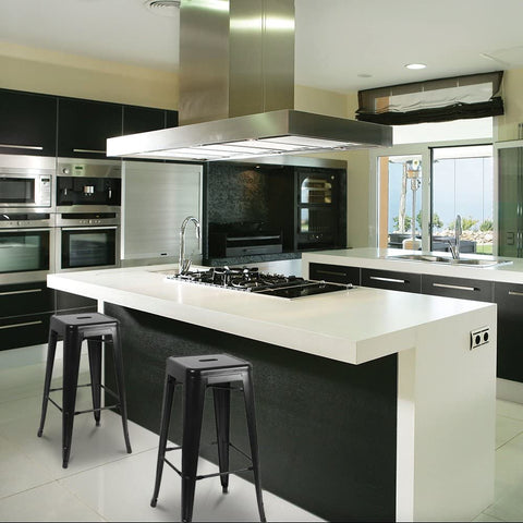 Black Metal Bar Stools – High Backless Stackable Set of 4 (3003L) - with | Sold by Uncle Wiener's Wholesale