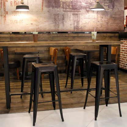 Black Metal Bar Stools – High Backless Stackable Set of 4 (3003L) - with | Sold by Uncle Wiener's Wholesale