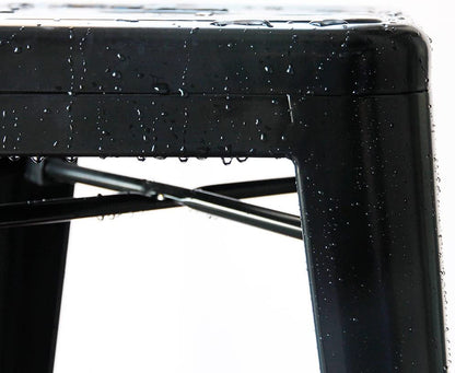 Black Metal Bar Stools – High Backless Stackable Set of 4 (3003L) - with | Sold by Uncle Wiener's Wholesale