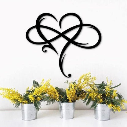 Black Metal Infinity Heart Wall Decor 15.7 cm x 14 cm for Home, Bedroom, Wedding & Family Decor ONWD1215 - with | Sold by Uncle Wiener's Wholesale