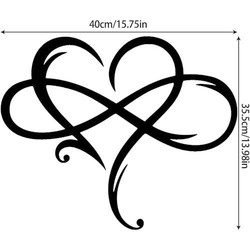Black Metal Infinity Heart Wall Decor 15.7 cm x 14 cm for Home, Bedroom, Wedding & Family Decor ONWD1215 - with | Sold by Uncle Wiener's Wholesale