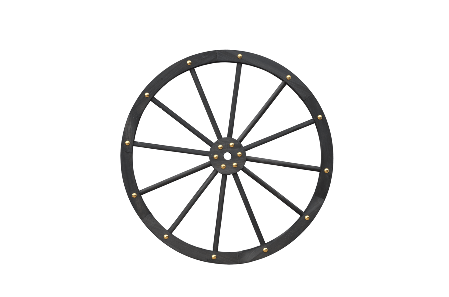 Black Solid Wood Decorative Garden Wagon Wheel Wall Decor 24 32 42 48 Inch - with 24" diameter (61 cm) | Sold by Uncle Wiener's Wholesale