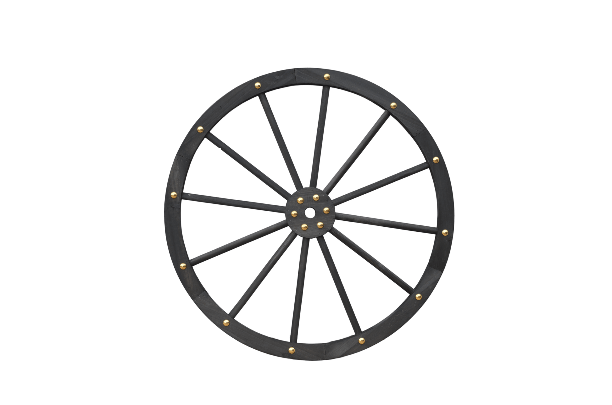 Black Solid Wood Decorative Garden Wagon Wheel Wall Decor 24 32 42 48 Inch - with 24" diameter (61 cm) | Sold by Uncle Wiener's Wholesale