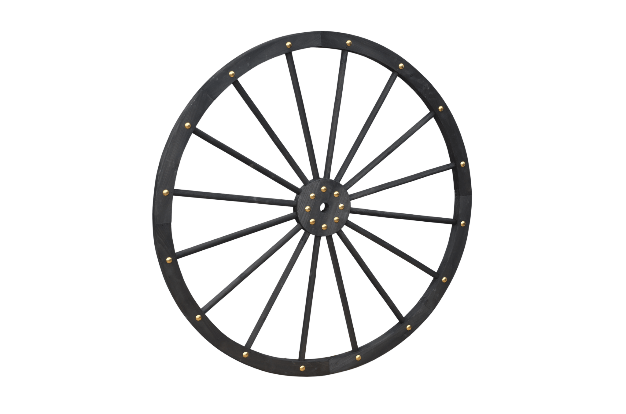 Black Solid Wood Decorative Garden Wagon Wheel Wall Decor 24 32 42 48 Inch - with 48