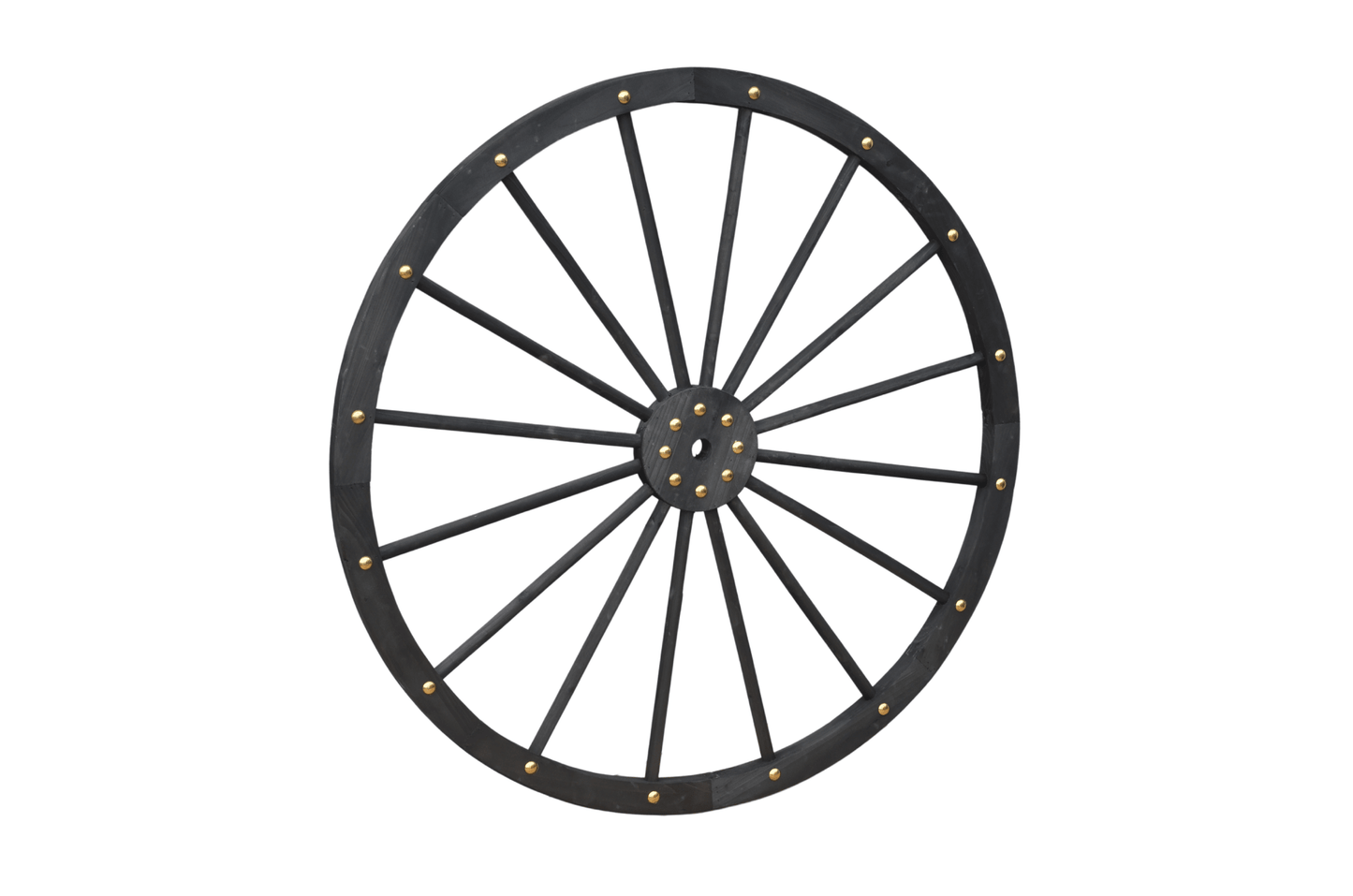Black Solid Wood Decorative Garden Wagon Wheel Wall Decor 24 32 42 48 Inch - with 48" diameter (122 cm) | Sold by Uncle Wiener's Wholesale