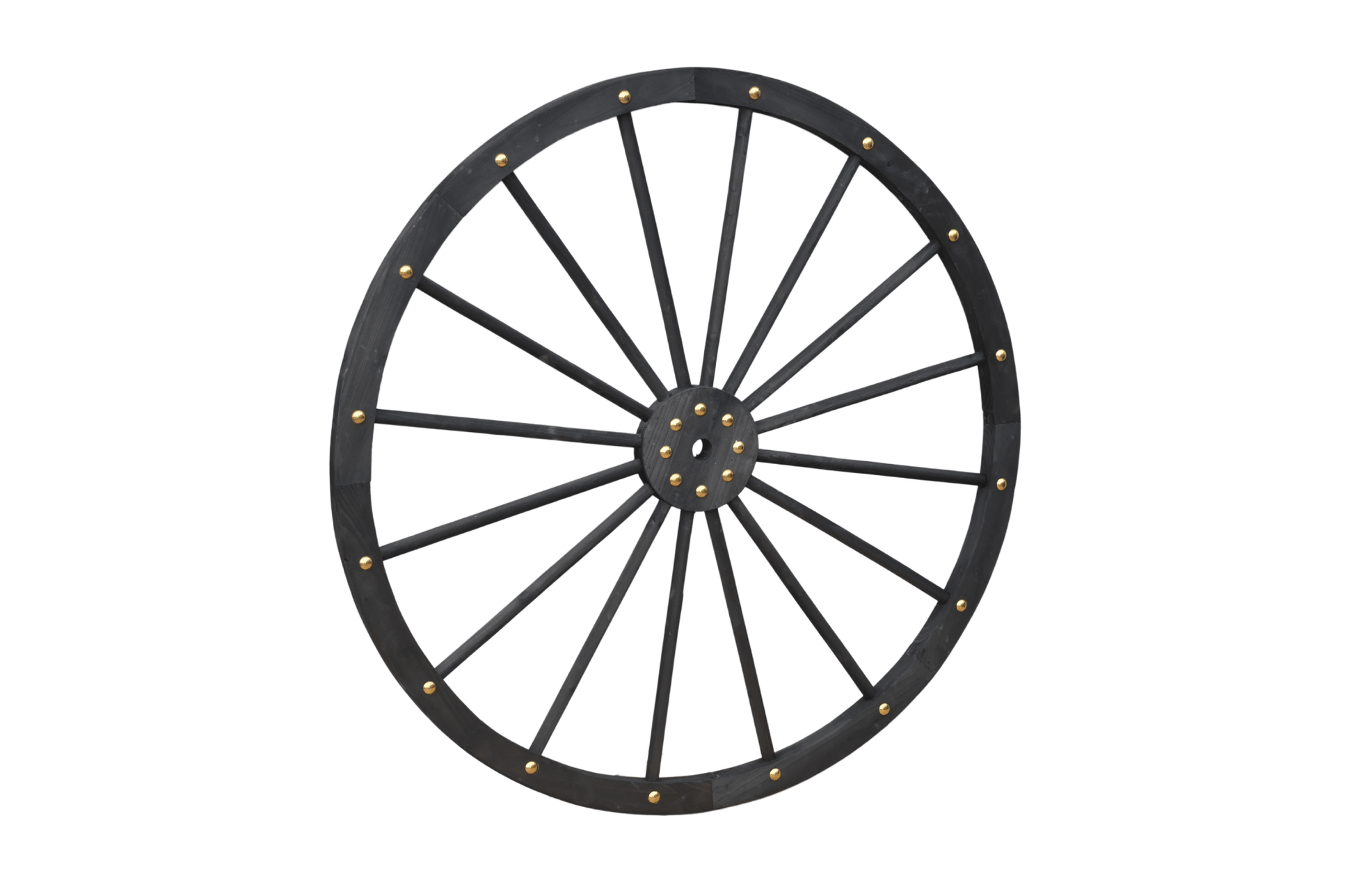 Black Solid Wood Decorative Garden Wagon Wheel Wall Decor 24 32 42 48 Inch - with 48" diameter (122 cm) | Sold by Uncle Wiener's Wholesale
