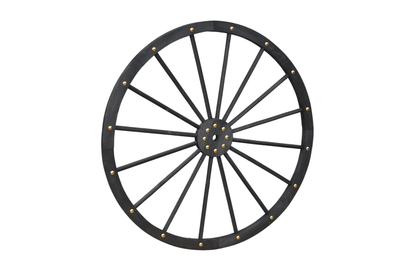 Black Solid Wood Decorative Garden Wagon Wheel Wall Decor 24 32 42 48 Inch - with 48" diameter (122 cm) | Sold by Uncle Wiener's Wholesale