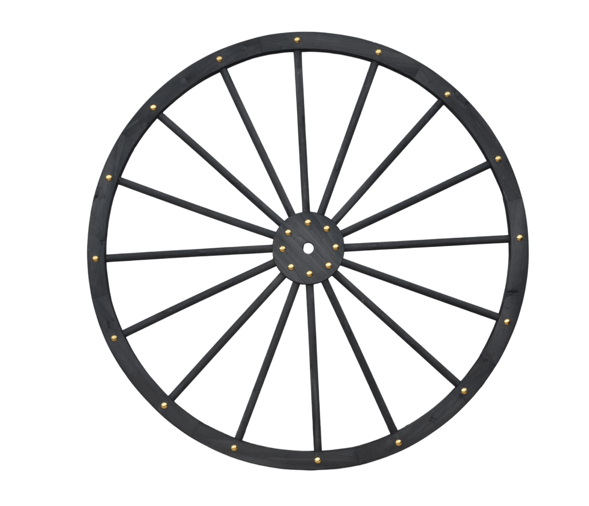 Black Solid Wood Decorative Garden Wagon Wheel Wall Decor 24 32 42 48 Inch - with 42