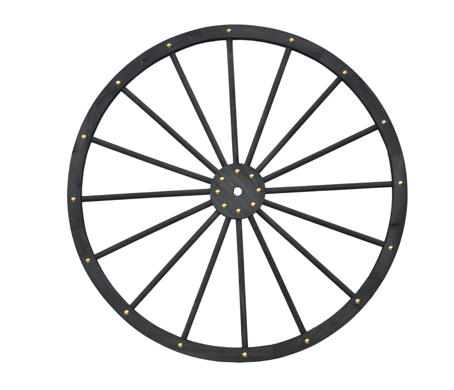 Black Solid Wood Decorative Garden Wagon Wheel Wall Decor 24 32 42 48 Inch - with 42" diameter (107 cm) | Sold by Uncle Wiener's Wholesale