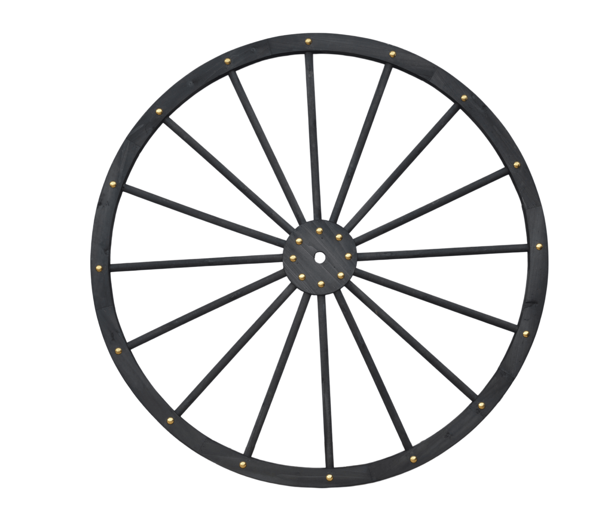 Black Solid Wood Decorative Garden Wagon Wheel Wall Decor 24 32 42 48 Inch - with 42" diameter (107 cm) | Sold by Uncle Wiener's Wholesale
