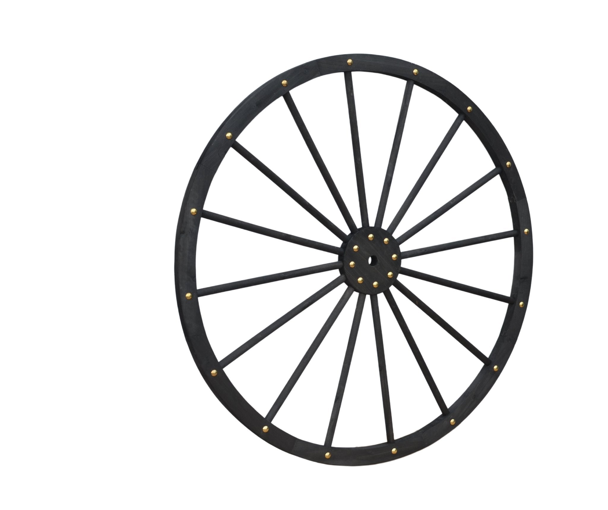 Black Solid Wood Decorative Garden Wagon Wheel Wall Decor 24 32 42 48 Inch - with 42