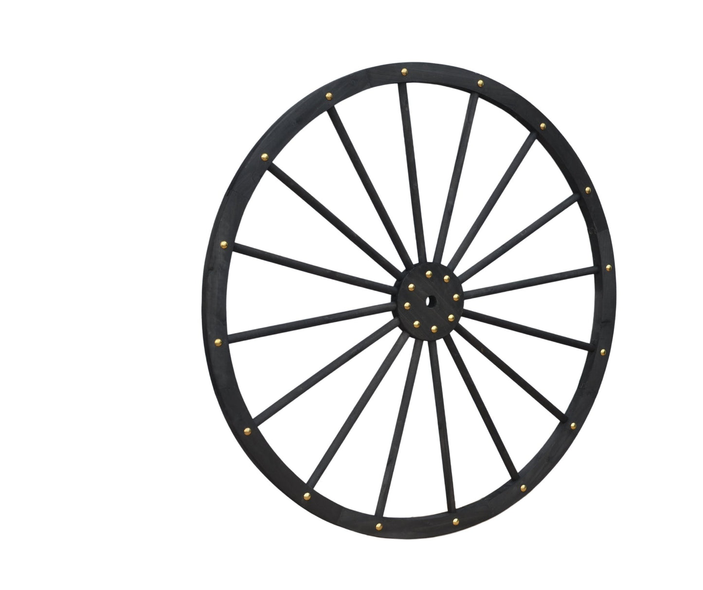 Black Solid Wood Decorative Garden Wagon Wheel Wall Decor 24 32 42 48 Inch - with 42" diameter (107 cm) | Sold by Uncle Wiener's Wholesale