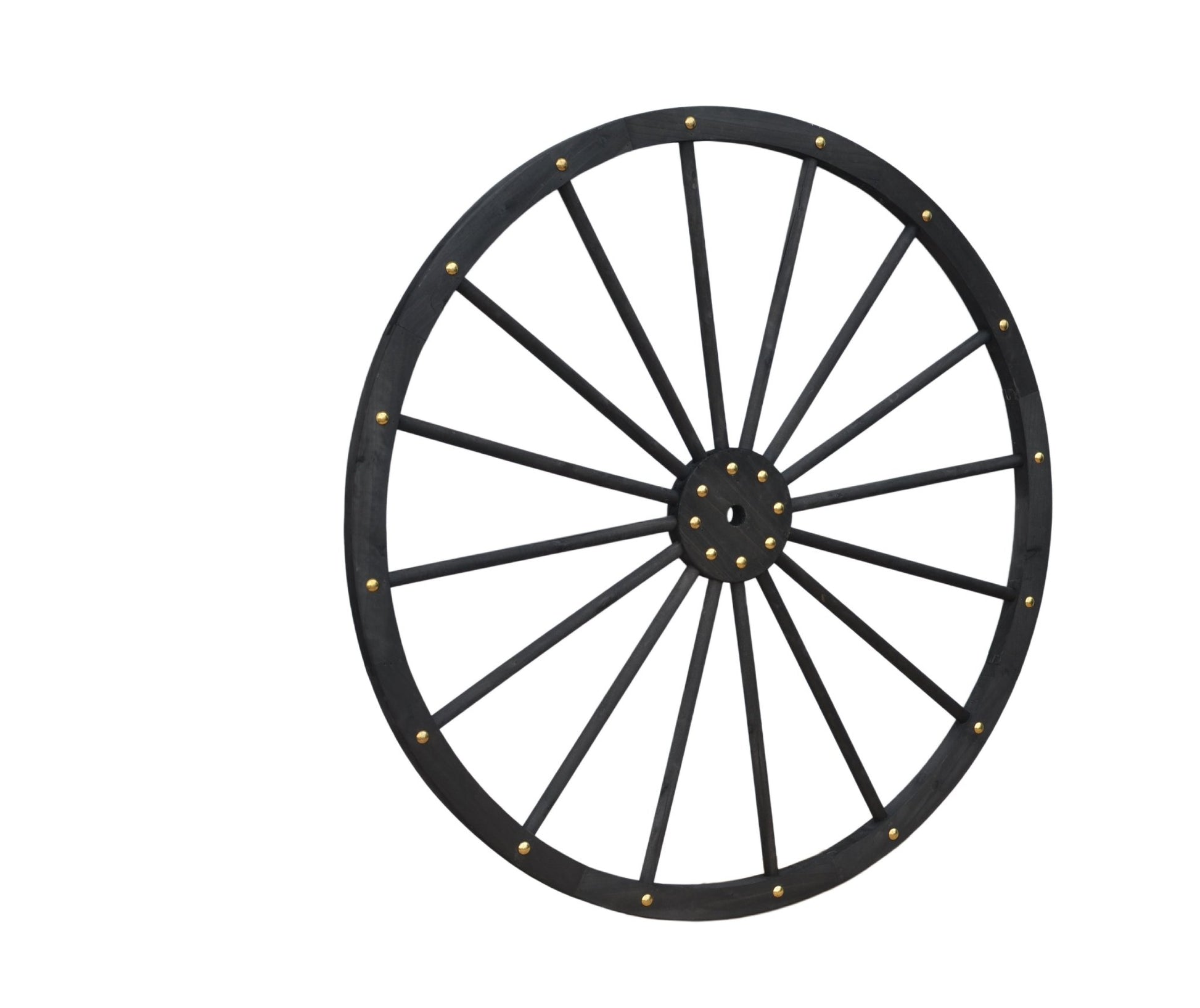 Black Solid Wood Decorative Garden Wagon Wheel Wall Decor 24 32 42 48 Inch - with 42" diameter (107 cm) | Sold by Uncle Wiener's Wholesale