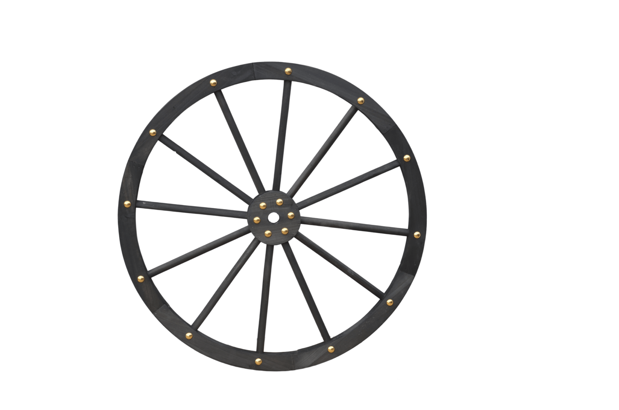 Black Solid Wood Decorative Garden Wagon Wheel Wall Decor 24 32 42 48 Inch - with 32