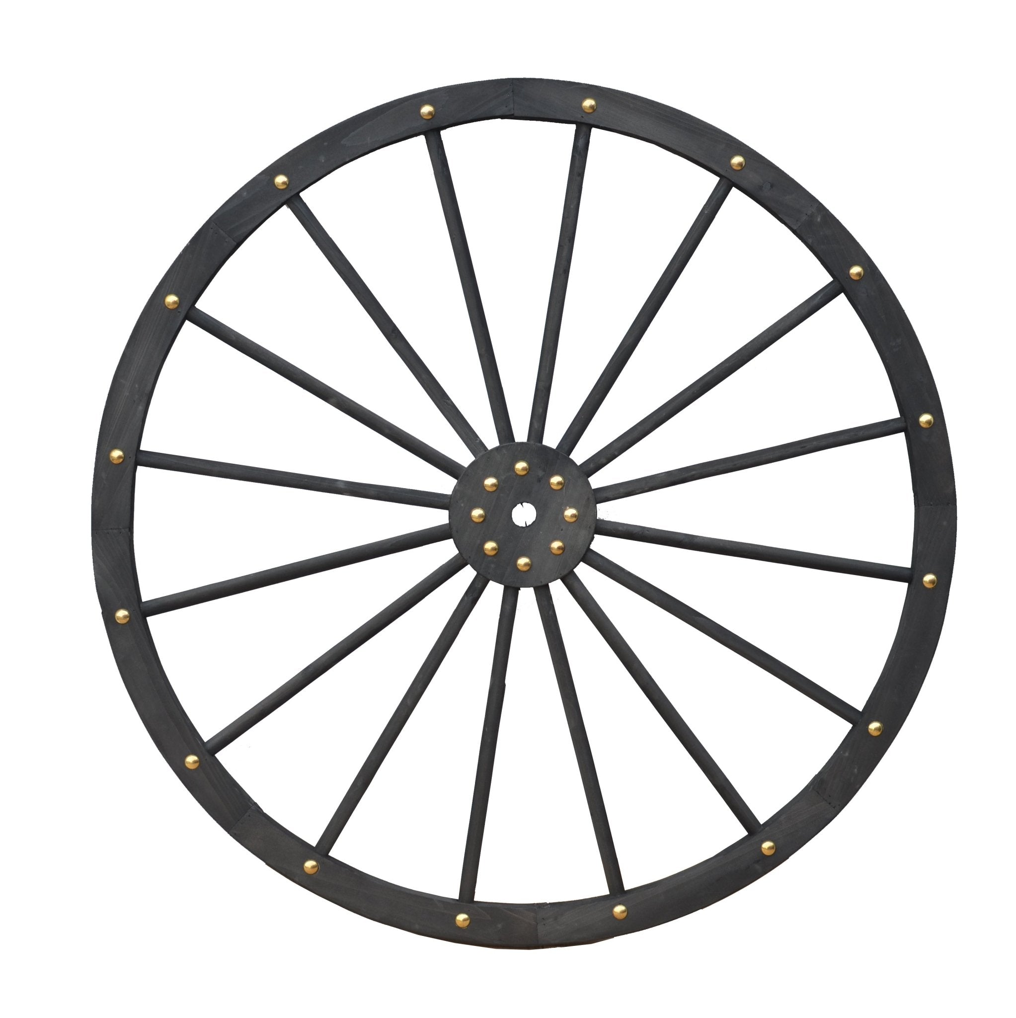 Black Solid Wood Decorative Garden Wagon Wheel Wall Decor 24 32 42 48 Inch - with 48