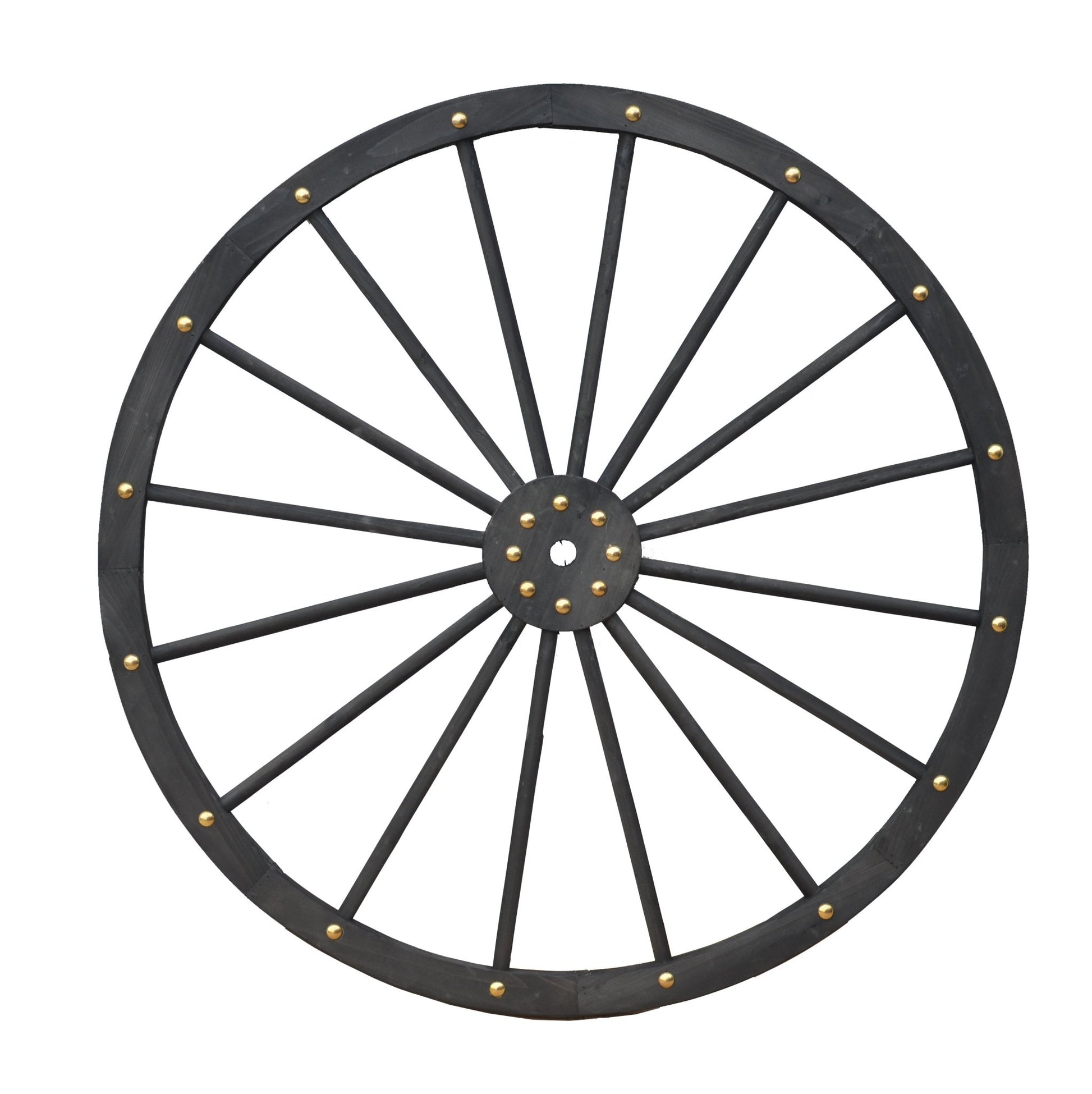 Black Solid Wood Decorative Garden Wagon Wheel Wall Decor 24 32 42 48 Inch - with 48" diameter (122 cm) | Sold by Uncle Wiener's Wholesale