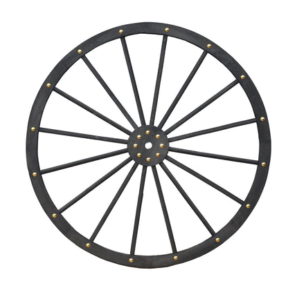 Black Solid Wood Decorative Garden Wagon Wheel Wall Decor 24 32 42 48 Inch - with 48" diameter (122 cm) | Sold by Uncle Wiener's Wholesale