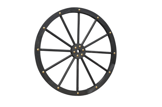 Black Solid Wood Decorative Garden Wagon Wheel Wall Decor 24 32 42 48 Inch - with 24" diameter (61 cm) | Sold by Uncle Wiener's Wholesale