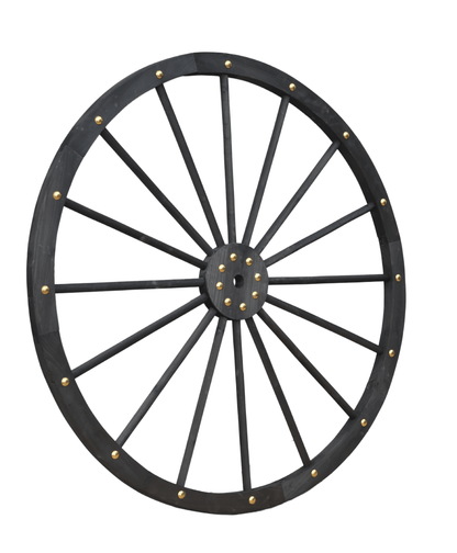 Black Solid Wood Decorative Garden Wagon Wheel Wall Decor 24 32 42 48 Inch - with 48" diameter (122 cm) | Sold by Uncle Wiener's Wholesale