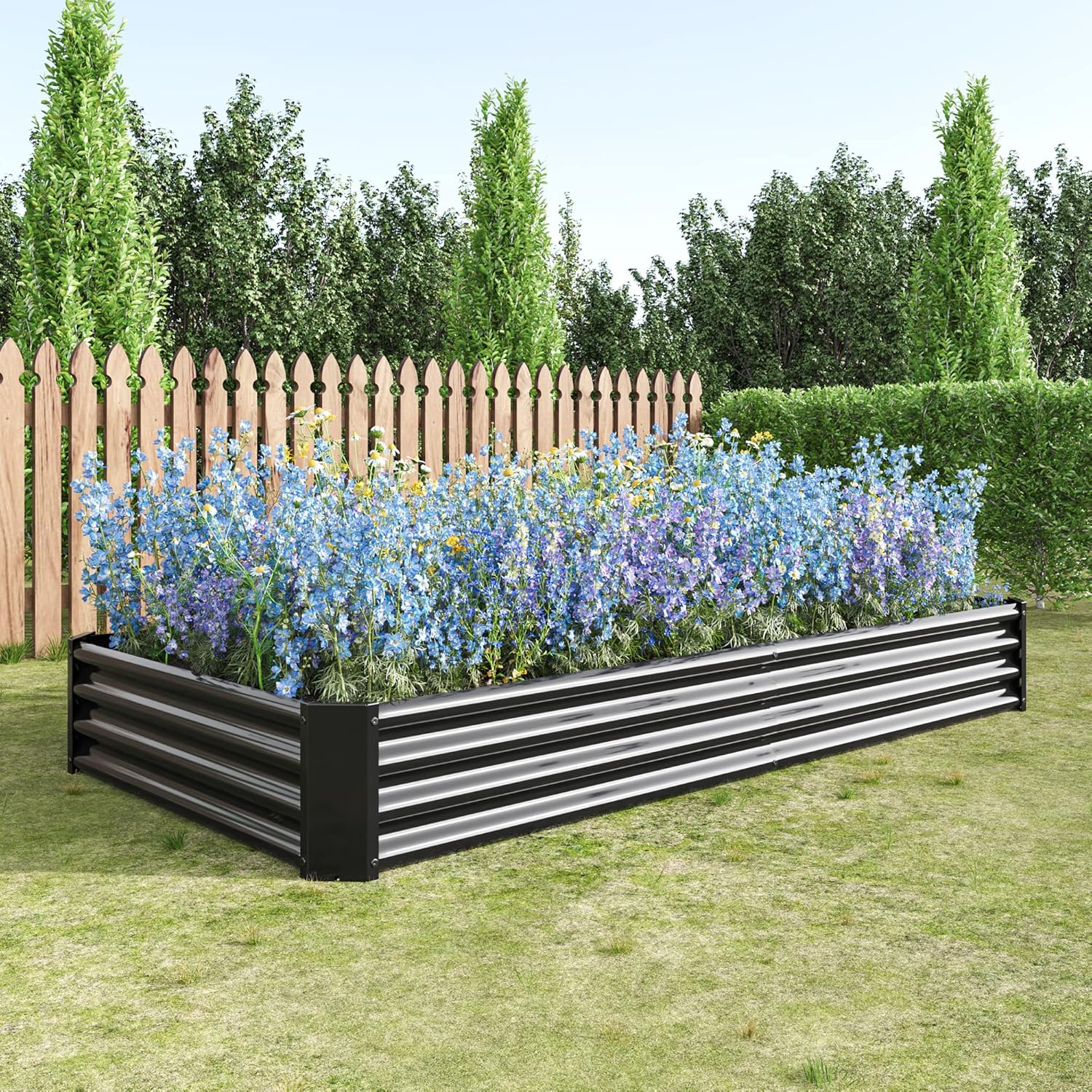 Black Steel Raised Garden Bed Collection – Heavy - Duty Weather - Resistant Outdoor Planter Boxes for Vegetables, Herbs & Flowers - Garden & Landscaping with 6' × 3' × 1 ft | Sold by Uncle Wiener's Wholesale