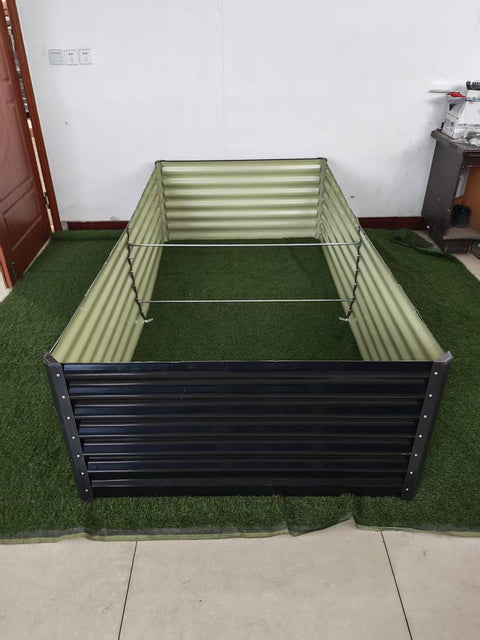 Black Steel Raised Garden Bed – Heavy - Duty Weather - Resistant Outdoor Planter Box - with 8 × 3 × 2 ft | Sold by Uncle Wiener's Wholesale