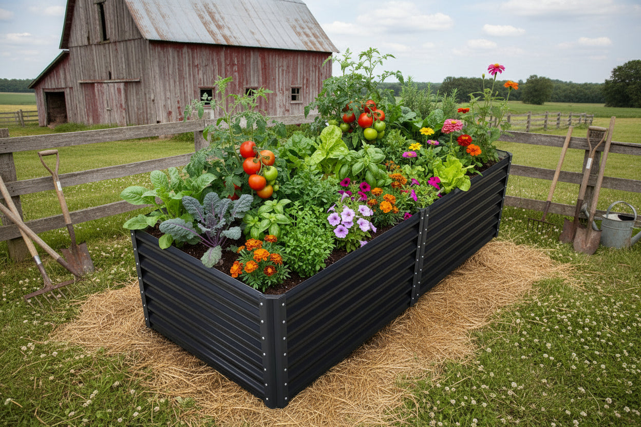 Black Steel Raised Garden Bed – Heavy - Duty Weather - Resistant Outdoor Planter Box - with 4 × 2 × 2 ft | Sold by Uncle Wiener's Wholesale
