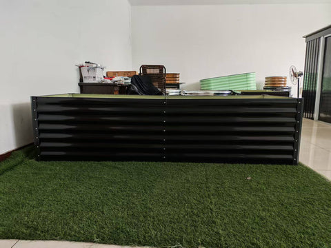 Black Steel Raised Garden Bed – Heavy - Duty Weather - Resistant Outdoor Planter Box - with 8 × 3 × 2 ft | Sold by Uncle Wiener's Wholesale