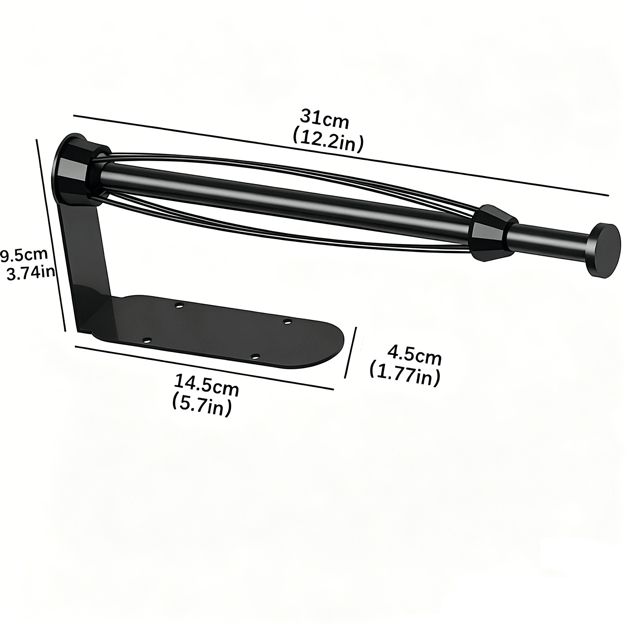Black Wall Mount Paper Towel Holder Single-Hand Operable Kitchen Dispenser 13