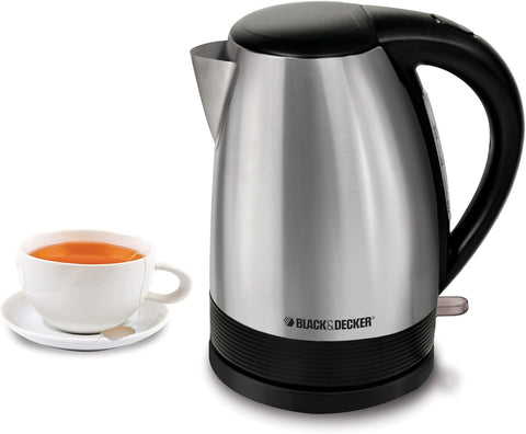BLACK+DECKER Electric Kettle, Brushed Stainless Steel Tea Kettle, KE1518SD, Silver - with | Sold by Uncle Wiener's Wholesale