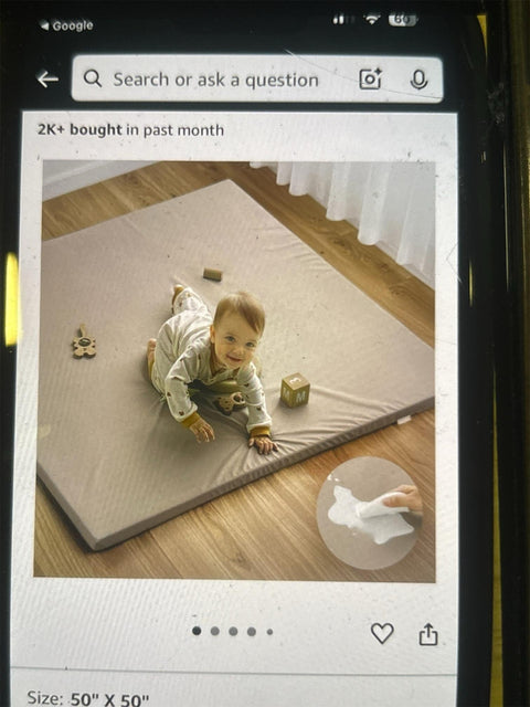Blissful Diary Vegan Leather Baby Play Mat, 50x50 Thicken Foam Cushioned & Waterproof Playpen Mat for Infants and Toddlers, Stylish and Just Wipe - Clean Playmat for Baby Play on Floor, Brown Gray - with | Sold by Uncle Wiener's Wholesale