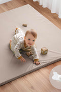 Blissful Diary Vegan Leather Baby Play Mat, 50x50 Thicken Foam Cushioned & Waterproof Playpen Mat for Infants and Toddlers, Stylish and Just Wipe - Clean Playmat for Baby Play on Floor, Brown Gray - with | Sold by Uncle Wiener's Wholesale