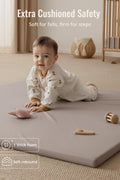 Blissful Diary Vegan Leather Baby Play Mat, 50x50 Thicken Foam Cushioned & Waterproof Playpen Mat for Infants and Toddlers, Stylish and Just Wipe - Clean Playmat for Baby Play on Floor, Brown Gray - with | Sold by Uncle Wiener's Wholesale