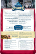 Blue Buffalo Wilderness Salmon Dog Food Bag – 10.8 Kg front view
Grain-free high protein salmon dog food for adult dogs
Back label nutrition facts – Blue Wilderness dry kibble
Ingredients and feeding guide of Blue Buffalo dog food
Complete 10.8 kg Blue Buffalo Wilderness dog food packaging