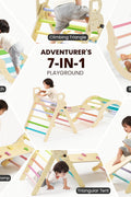 BlueWood Pikler Triangle Set, Toddler Wooden Climbing Toys Indoor 7in1 Climber, Foldable Kids Climbing Toys, Montessori Play Jungle Gym with Arch, Ramp, Ladder (Colorful Spring) - with | Sold by Uncle Wiener's Wholesale
