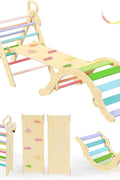 BlueWood Pikler Triangle Set, Toddler Wooden Climbing Toys Indoor 7in1 Climber, Foldable Kids Climbing Toys, Montessori Play Jungle Gym with Arch, Ramp, Ladder (Colorful Spring) - with | Sold by Uncle Wiener's Wholesale