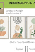 Boho Terracotta Wall Art Sign Decor 24"x16" Set of 3 Wood Framed Living Room Mid Abstract Century Modern Geometric Plaque Neutral Botanical Art Print For Bedroom Office Wall Hanging (White) - with | Sold by Uncle Wiener's Wholesale