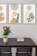 Boho Terracotta Wall Art Sign Decor 24"x16" Set of 3 Wood Framed Living Room Mid Abstract Century Modern Geometric Plaque Neutral Botanical Art Print For Bedroom Office Wall Hanging (White) - with | Sold by Uncle Wiener's Wholesale