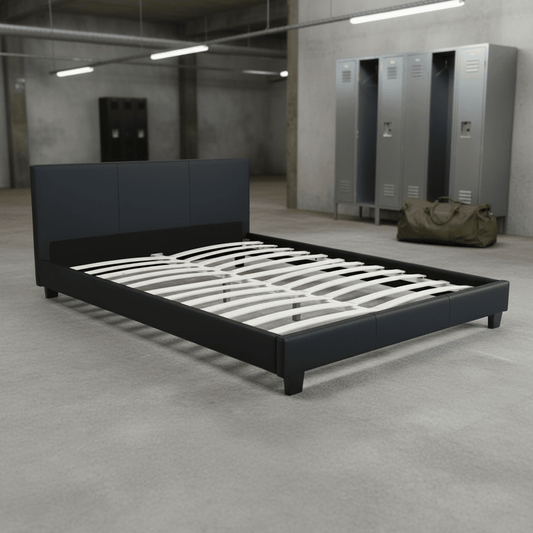 Bonded Leather Deluxe Bed Frame and Headboard: Twin, Full, Queen, and King - Bedroom Furniture with Twin 1864TB | Sold by Uncle Wiener's Wholesale