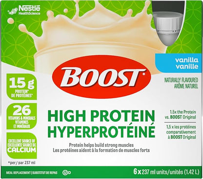 BOOST High Protein Meal Replacement Drink 6 x 237mL Ready to Drink Nutrition Shake - with Vanilla | Sold by Uncle Wiener's Wholesale