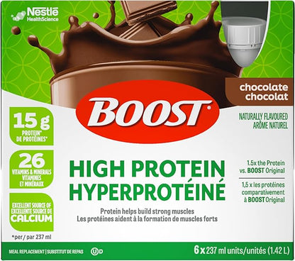 BOOST High Protein Meal Replacement Drink 6 x 237mL Ready to Drink Nutrition Shake - with Chocolate | Sold by Uncle Wiener's Wholesale