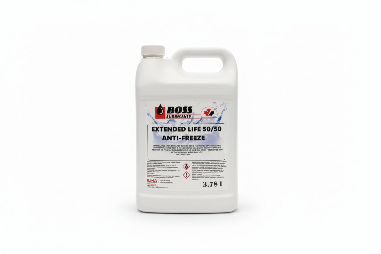 BOSS Lubricants Antifreeze/Coolant 50/50 Prediluted – Universal Green Conventional Hybrid | Extended Life Red Extended Life OAT Long - Life - with Extended Life Antifreeze 50/50 (Red) | Sold by Uncle Wiener's Wholesale