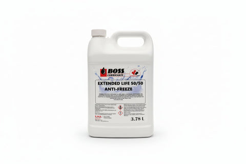 BOSS Lubricants Antifreeze/Coolant 50/50 Prediluted – Universal Green Conventional Hybrid | Extended Life Red Extended Life OAT Long - Life - with Extended Life Antifreeze 50/50 (Red) | Sold by Uncle Wiener's Wholesale